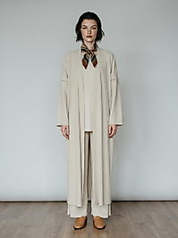 Bej Fitilli Uzun Kimono – Rahat Kesim