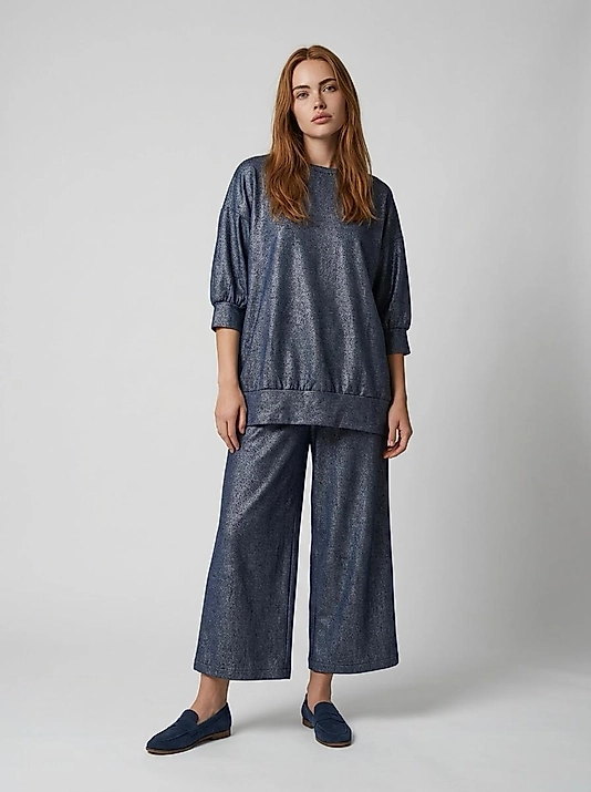 Lacivert Sim Dokulu Kadın İkili Takım