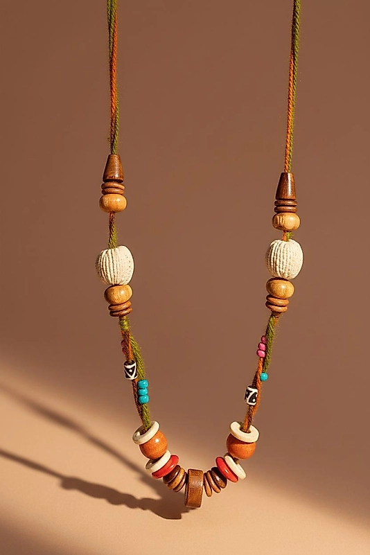 Bohem Ahşap Boncuklu Etnik Kolye