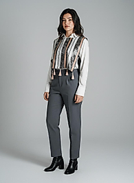 Aria Çizgili Desenli Püskül Detaylı Kadın Yelek