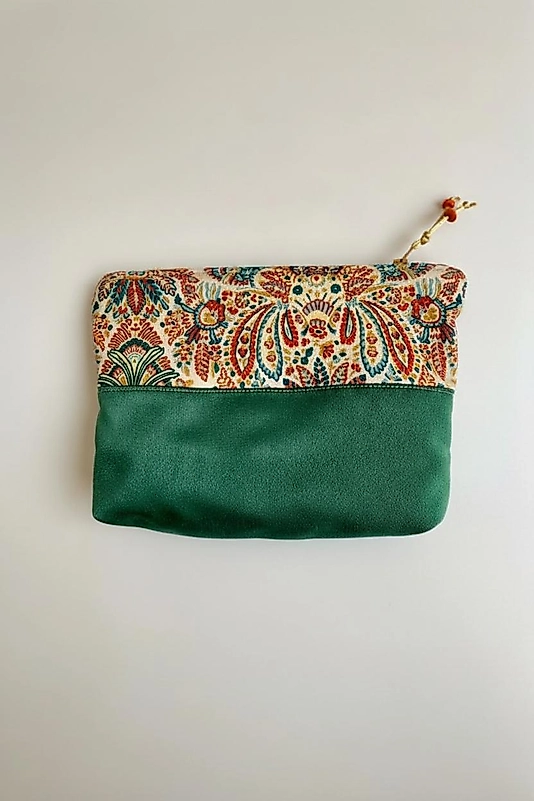 Etnik Desenli Yeşil Kadın El Çantası