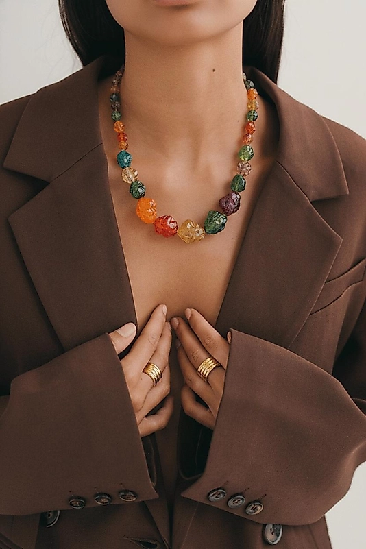 Renkli Doğal Taş Tasarım Kolye