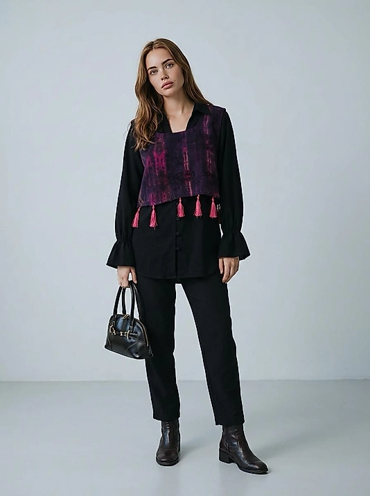 Mila Mor Desenli Yandan Bağlamalı Kadın Süveter