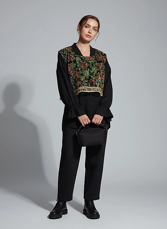 Luna Desenli Yandan Bağlamalı Süveter