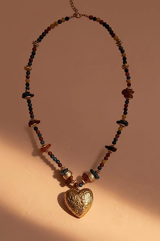 Bohem Doğal Taş ve Etnik Boncuklu Kolye