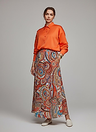 Etnik Desenli Beli Lastikli Uzun Kadın Etek