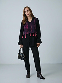 Mila Mor Desenli Yandan Bağlamalı Kadın Süveter