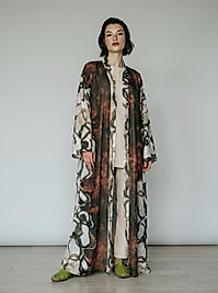 Bohem Desenli Uzun Şifon Kadın Abaya