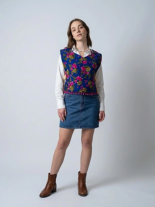 Pazen Çiçek Desenli Yandan Bağlamalı Kadın Süveter