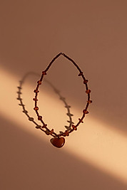 Kalp Uçlu Doğal Taş Kolye