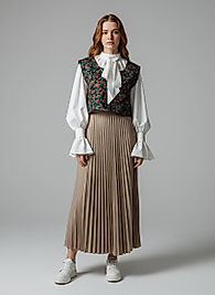 Etnik Desenli Yandan Bağlamalı Kadın Süveter