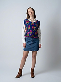 Pazen Çiçek Desenli Yandan Bağlamalı Kadın Süveter