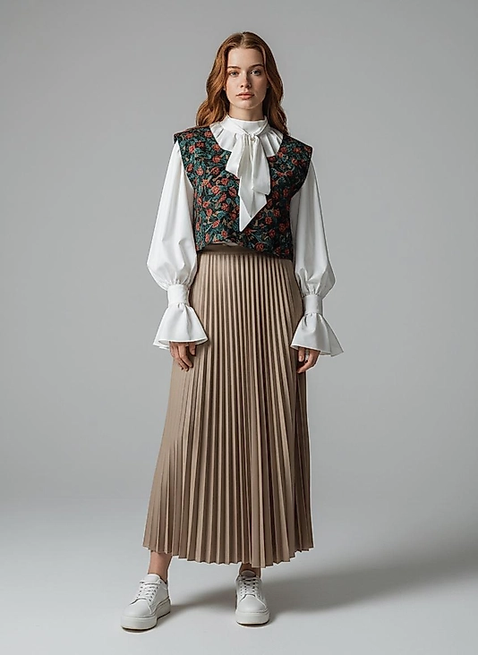 Etnik Desenli Yandan Bağlamalı Kadın Süveter